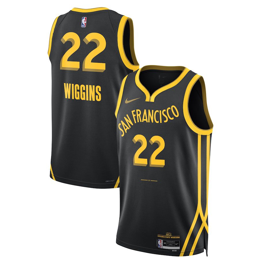 Men Golden State Warriors #22 Andrew Wiggins Nike Black City Edition 2023-24 Swingman NBA Jersey